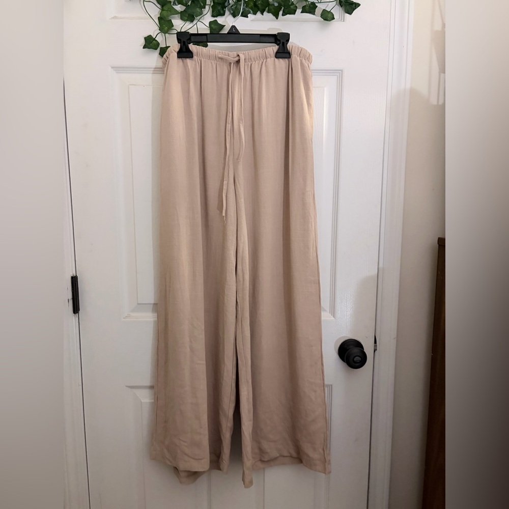 Beige Wide-Leg Pants